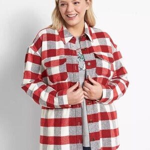 Lane Bryant Red and White Checkered Shirt